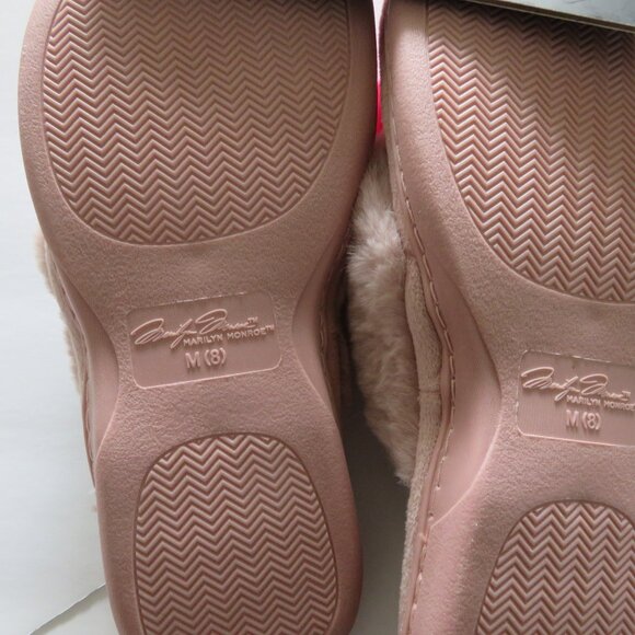 Marilyn Monroe Fuzzy Slipper Pink Heart Memory Foam Slides Flip Flops - Picture 6 of 6